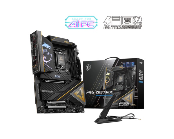 MSI MEG Z890 ACE ATX Motherboard ( Intel LGA 1851 Socket, Supports Intel Core Ultra Processors (Series 2) CPU, 4x DDR5 RAM Slots, Max 256GB RAM )