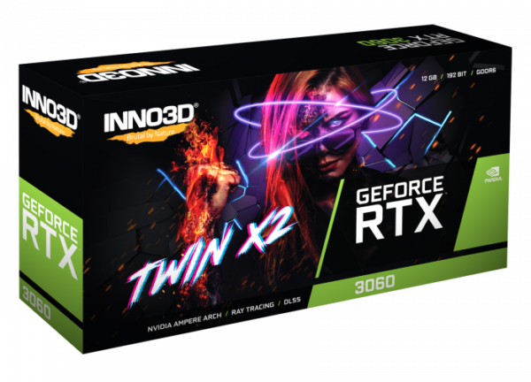 INNO3D GeForce RTX 3060 Twin X2 12GB GDDR6 192-bit Gaming Graphics Card With Dual Fans ( N30602-12D6-119032AH ) - Image 3