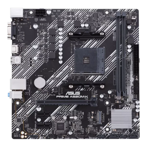 ASUS PRIME A520M-K/CSM mATX Motherboard ( AMD AM4 Socket, Support AMD Ryzen 5000 Series, 5000 G-Series, 4000 G-Series, 3000 Series, 3000 G-Series Desktop CPU, 2 x DDR4 Ram slots, Max 64GB Memory ) - Image 2