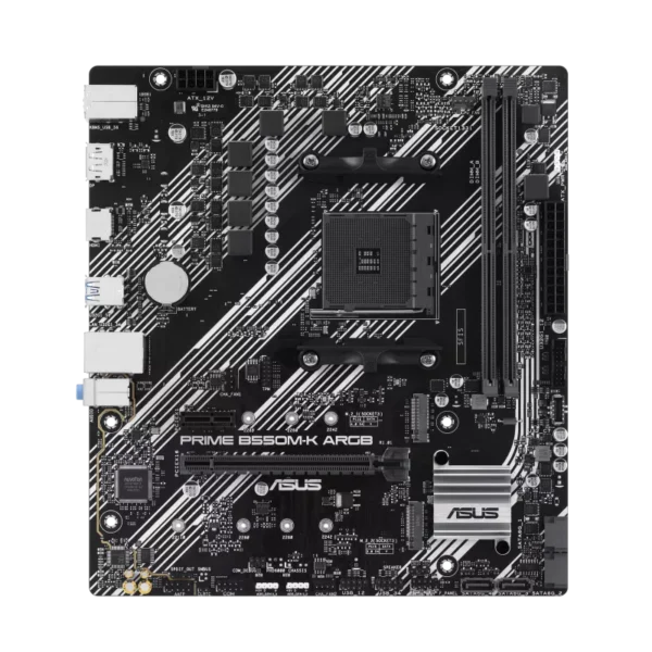 ASUS PRIME B550M-K ARGB micro-ATX Motherboard ( AMD Socket AM4, AMD Ryzen 5000 Series, 5000 G-Series, 4000 G-Series, 3000 Series Desktop CPU, 2 x DDR4 Ram slots, Max 64GB Memory ) - Image 2