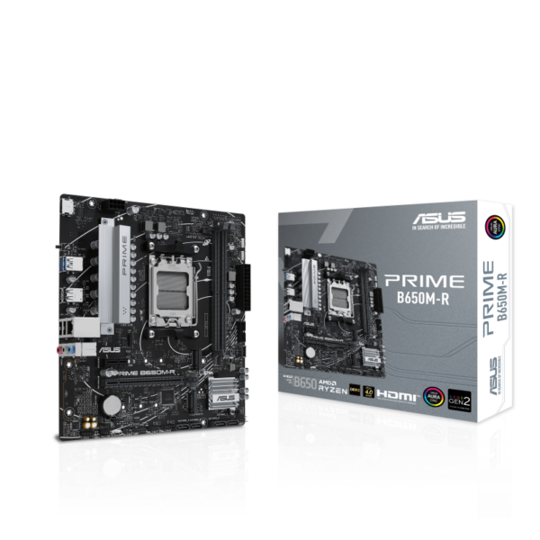 ASUS PRIME B650M-R micro-ATX Motherboard ( AMD Socket AM5, AMD Ryzen 9000 & 8000 & 7000 Series Desktop CPU, 2 x DDR5 Ram slots, Max 96GB Memory )