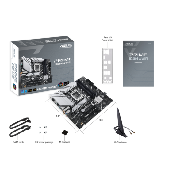 ASUS PRIME B760M-A WIFI-CSM mATX Motherboard ( Intel Socket LGA1700, Support Intel Core 14th & 13th Gen Processors, Intel Core 12th Gen, Pentium Gold and Celeron Cpu, 4 x DDR5 Ram slots, Max 128GB Memory )