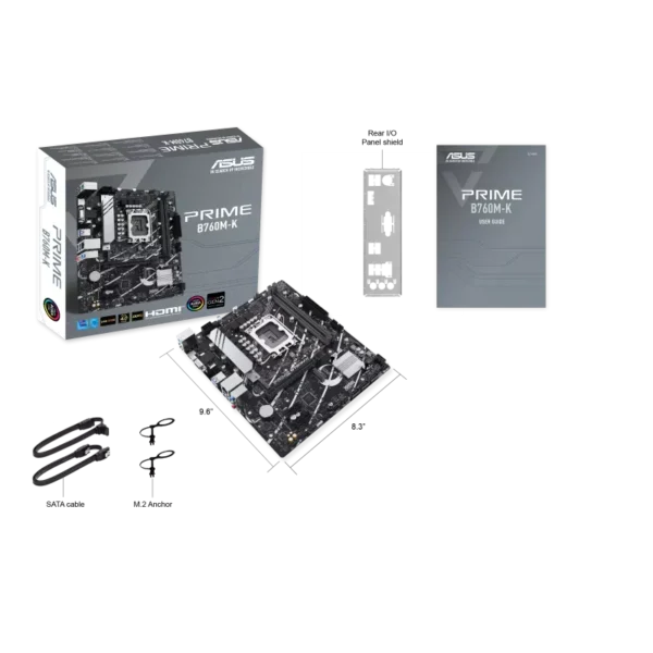 Asus PRIME B760M-K mATX Motherboard ( Support Intel LGA1700 Socket, Intel Core 14th & 13th Gen Processors, Intel Core 12th Gen, Pentium Gold And Celeron CPU, 2 x DDR5 RAM Slots, Max 96GB RAM )