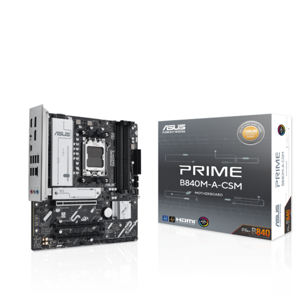 ASUS PRIME B840M-A-CSM micro-ATX Motherboard ( AMD Socket AM5, Support AMD Ryzen 9000 & 8000 & 7000 Series Desktop CPU, 4 x DDR5 Ram slots, Max 256GB Memory )