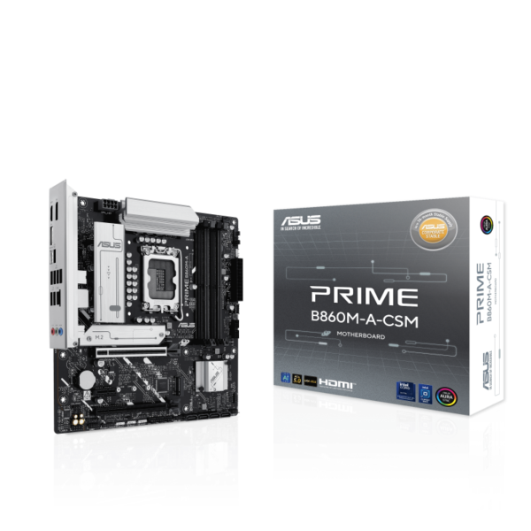 ASUS PRIME B860M-A-CSM micro-ATX Motherboard ( Intel Socket LGA1851, Support Intel Core Ultra (Series 2) CPU, 4 x DDR5 Ram slots, Max 256GB Memory )
