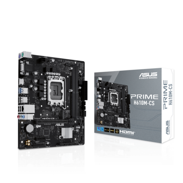 ASUS PRIME H610M-CS mATX Motherboard ( Intel Socket LGA1700, Support Intel Core 14th & 13th Gen Processors, Intel Core 12th Gen, Pentium Gold and Celeron CPU, 2 x DDR5 Ram slots, Max 96GB Memory )