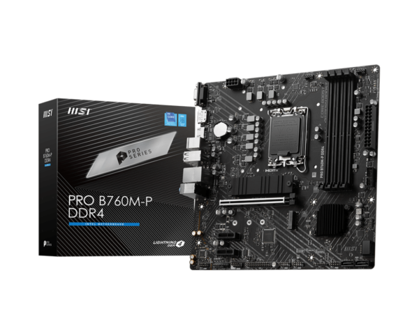 MSI PRO B760M-P DDR4 mATX Motherboard ( Intel LGA 1700 Socket, Support Intel Core 14th, 13th, 12th Gen Processors, Intel Pentium Gold and Celeron Processors, 4x DDR4 RAM Slots, Max 128GB )