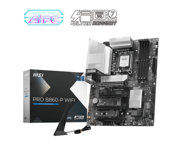 MSI PRO B860-P WIFI ATX Motherboard ( Intel LGA 1851 Socket, Supports Intel Core Ultra Processors (Series 2) CPU, 4x DDR5 RAM Slots, Max 256GB RAM )