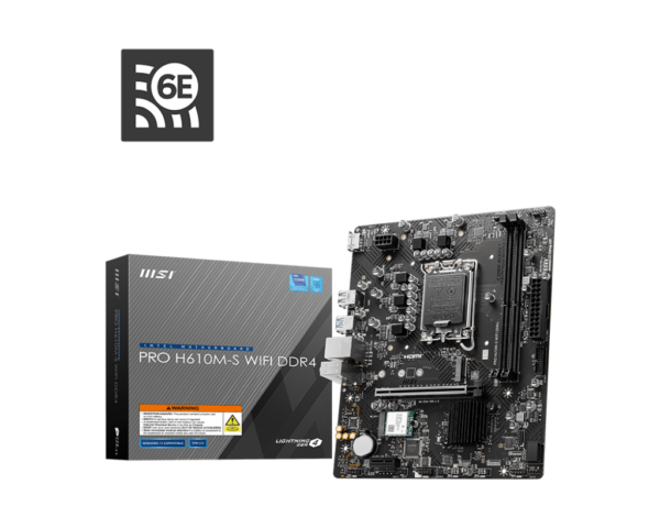 MSI PRO H610M-S WIFI DDR4 mATX Motherboard ( Intel LGA 1700 Socket, Support Intel Core 14th, 13th, 12th Gen Processors, Intel Pentium Gold and Celeron CPU, 2x DDR4 RAM Slots, Max 64GB RAM )