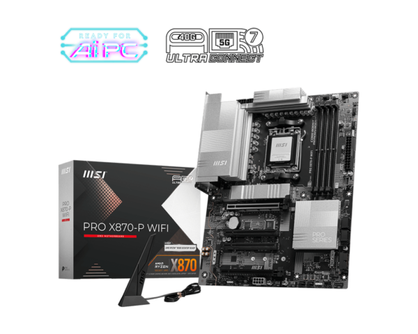 MSI PRO X870-P WIFI ATX Motherboard ( AMD Socket AM5, Supports AMD Ryzen 9000, 8000, 7000 Series Desktop CPU, 4x DDR5 RAM Slots, Max 256GB RAM )