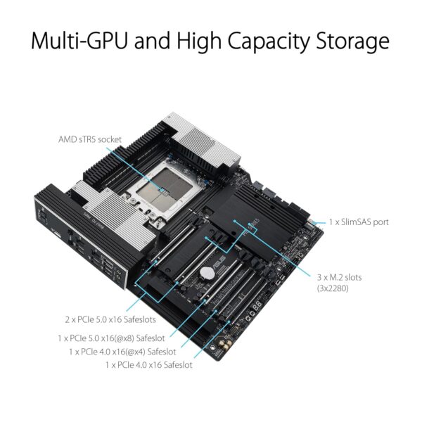 ASUS Pro WS TRX50-SAGE WIFI CEB Form Factor Motherboard ( AMD Socket sTR5, Support AMD Ryzen  Threadripper  PRO 7000 WX-Series and Ryzen  Threadripper  7000 Series CPU, 4 x DDR5, Max 1TB Memory ) - Image 6