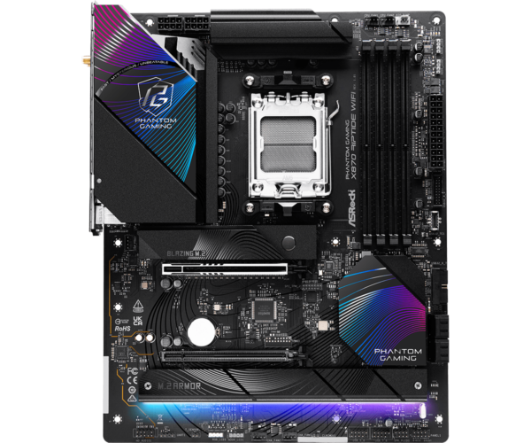 ASRock Phantom Gaming X870 Riptide WiFi ATX Motherboard ( AMD Socket AM5, Supports Ryzen 9000, 8000 and 7000 Series CPU, 4 x DDR5 Ram Slots Max 256GB RAM Support ) - Image 4