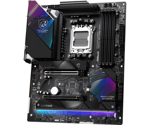 ASRock Phantom Gaming X870 Riptide WiFi ATX Motherboard ( AMD Socket AM5, Supports Ryzen 9000, 8000 and 7000 Series CPU, 4 x DDR5 Ram Slots Max 256GB RAM Support ) - Image 2