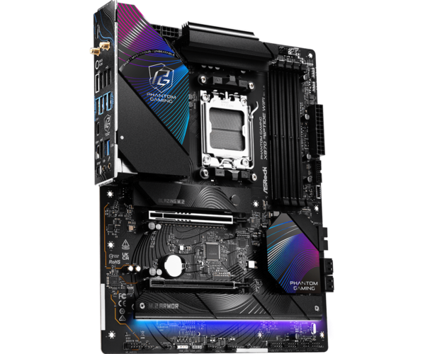 ASRock Phantom Gaming X870 Riptide WiFi ATX Motherboard ( AMD Socket AM5, Supports Ryzen 9000, 8000 and 7000 Series CPU, 4 x DDR5 Ram Slots Max 256GB RAM Support ) - Image 3
