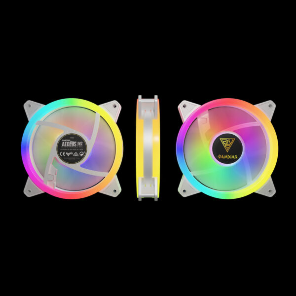 Gamdias AEOLUS M2-1204R WH 120 mm Refined Brilliance Exceeding Silence Four M2 ARGB Four Pack Chassis Fan - Image 2
