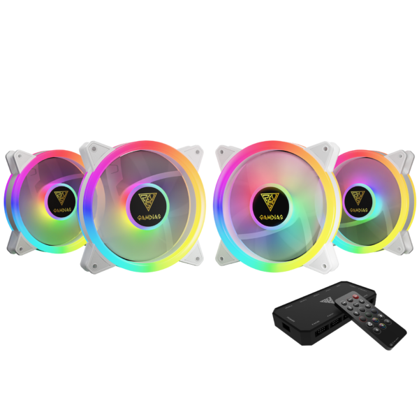 Gamdias AEOLUS M2-1204R WH 120 mm Refined Brilliance Exceeding Silence Four M2 ARGB Four Pack Chassis Fan
