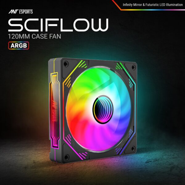 Ant Esports Sciflow ARGB Black 120mm  1500 RPM Single Fan Pack Chassis Fan ( AESP0264 )