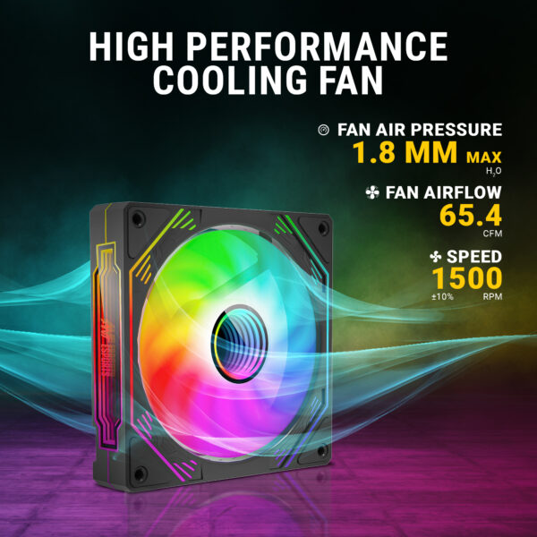 Ant Esports Sciflow ARGB Black 120mm  1500 RPM Single Fan Pack Chassis Fan ( AESP0264 ) - Image 5