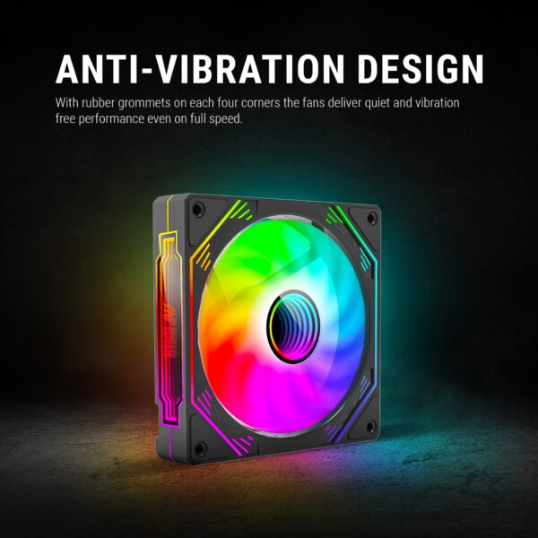 Ant Esports Sciflow ARGB Black 120mm  1500 RPM Single Fan Pack Chassis Fan ( AESP0264 ) - Image 2