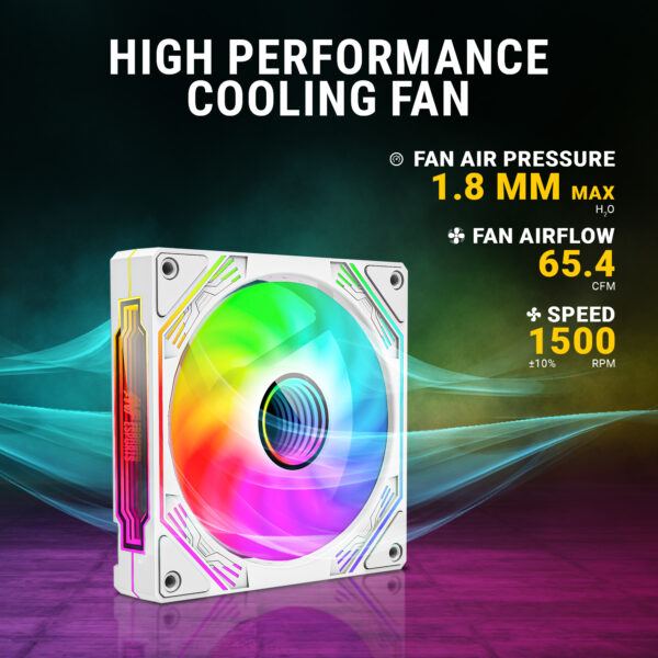Ant Esports Sciflow ARGB White 120mm 1500 RPM Single Fan Pack Chassis Fan ( AESP0265 ) - Image 3