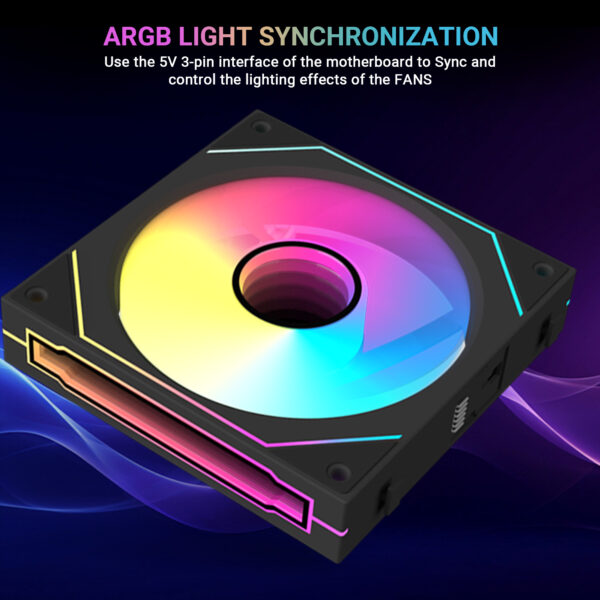 Ant Esports Stackerflow Black 120mm 1800 RPM  3 in 1 ARGB Chassis Fan ( AESP0337 ) - Image 2