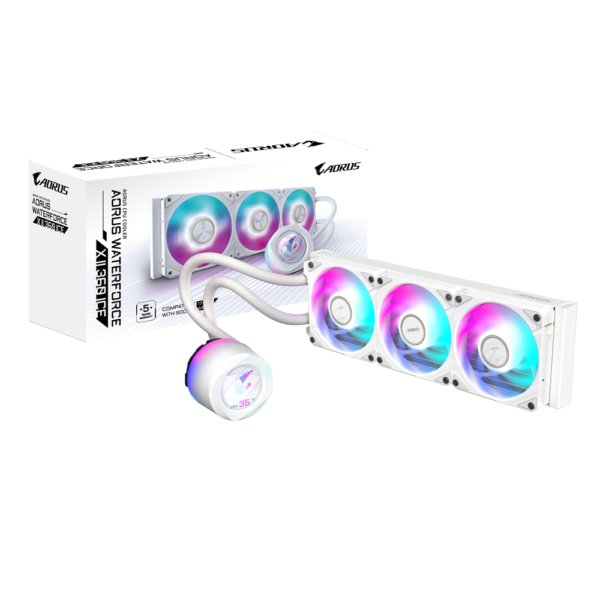 Gigabyte AORUS WATERFORCE X II 360 ICE 360mm White CPU Liquid Cooler With 3 x 120mm ARGB Fans 