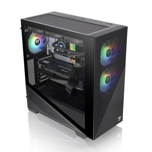 Thermaltake Divider 370 TG ARGB Mid Tower E-ATX 3mm Tempered Glass Black Chassis With Three Preinstalled 120mm ARGB PWM Fans ( CA-1S4-00M1WN-00 ) - Image 2