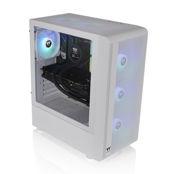 Thermaltake S200 TG ARGB Snow Mid Tower ATX 3mm Tempered Glass White Chassis  With Three Preinstalled Hydraulic Bearing 120mm ARGB Lite Front Fans ( CA-1X2-00M6WN-00 ) - Image 5
