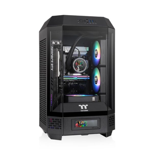 Thermaltake The Tower 250 Mini Tower Mini ITX 3mm Tempered Glass Black Chassis With Pre-installed Two CT120 PC Cooling Fans ( CA-1Z9-00S1WN-00 )