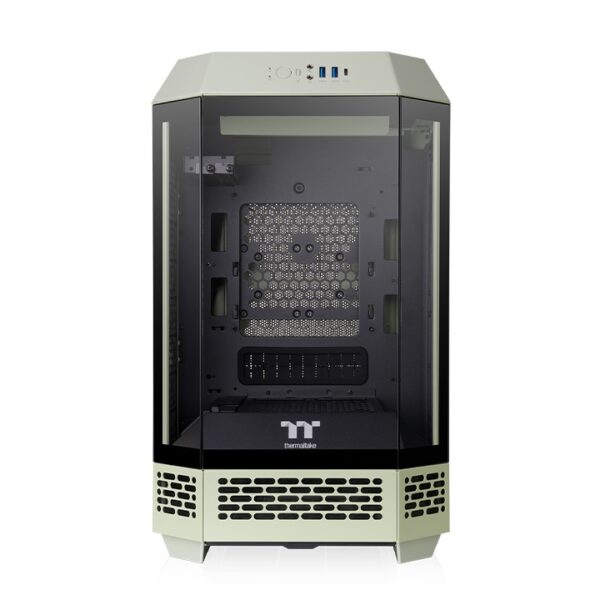 Thermaltake The Tower 250 Mini Tower Mini ITX 3mm Tempered Glass Matcha Green Chassis With Pre-installed Two CT120 PC Cooling Fans ( CA-1Z9-00SEWN-00 ) - Image 2
