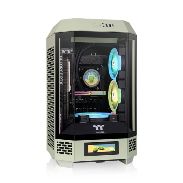Thermaltake The Tower 250 Mini Tower Mini ITX 3mm Tempered Glass Matcha Green Chassis With Pre-installed Two CT120 PC Cooling Fans ( CA-1Z9-00SEWN-00 )