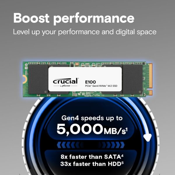 Crucial E100 1TB M.2 NVMe PCIe Gen4 Internal SSD ( CT1000E100SSD8 ) - Image 5