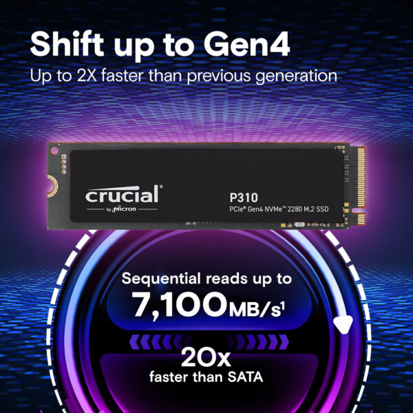 Crucial P310 2TB M.2 NVMe PCIe Gen4 Internal SSD ( CT2000P310SSD8 ) - Image 2