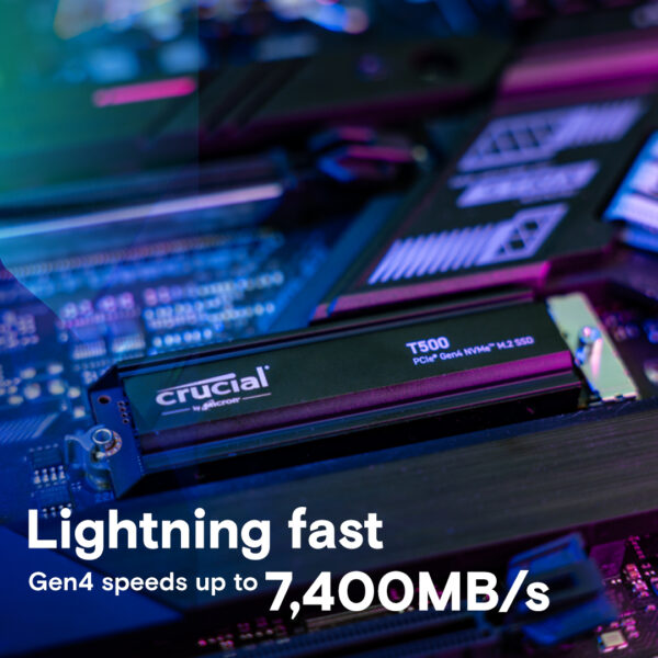 Crucial T500 2TB M.2 NVMe PCIe Gen4 Internal SSD With Heatsink ( CT2000T500SSD5 ) - Image 2