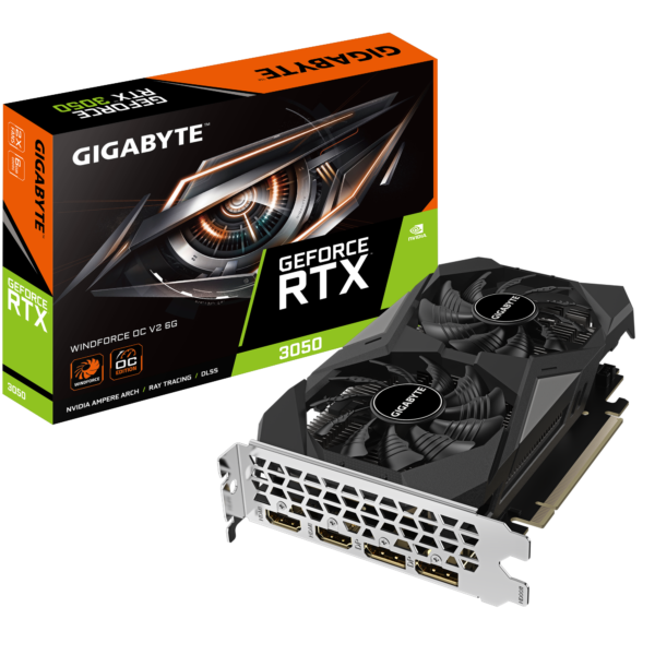 Gigabyte GeForce RTX 3050 WINDFORCE OC V2 6G 6 GB GDDR6 96-Bit Gaming Graphics Card With Dual Fans ( GV-N3050WF2OCV2-6GD )