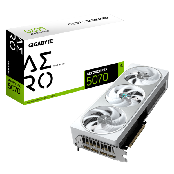 Gigabyte GeForce RTX 5070 AERO OC 12G 12 GB GDDR7 192 bit White Gaming Graphics Card With Triple Fans ( GV-N5070AERO OC-12GD )