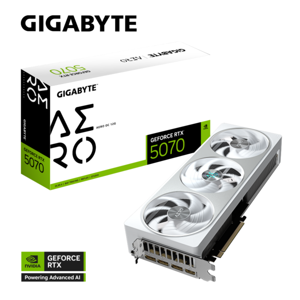 Gigabyte GeForce RTX 5070 AERO OC 12G 12 GB GDDR7 192 bit White Gaming Graphics Card With Triple Fans ( GV-N5070AERO OC-12GD ) - Image 11