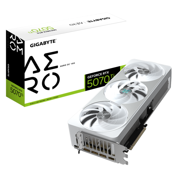 Gigabyte GeForce RTX 5070 Ti AERO OC 16G 16GB GDDR7 256 bit White Gaming Graphics Card With Triple Fans ( GV-N507TAERO OC-16GD )