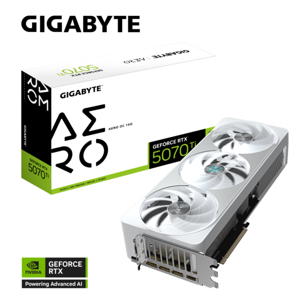 Gigabyte GeForce RTX 5070 Ti AERO OC 16G 16GB GDDR7 256 bit White Gaming Graphics Card With Triple Fans ( GV-N507TAERO OC-16GD ) - Image 11