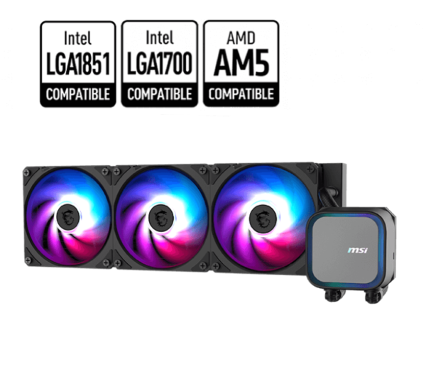 MSI MAG CORELIQUID A13 360 Black 360mm AIO CPU Liquid Cooler With 3 x 120 ARGB Gen2 Fans