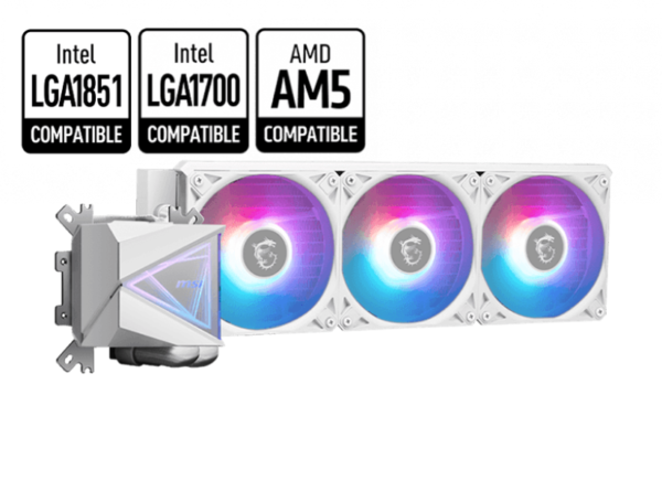 MSI MAG CORELIQUID I360 / WHITE 360mm AIO CPU Liquid Cooler With 3 x 120 ARGB Gen2 Fans