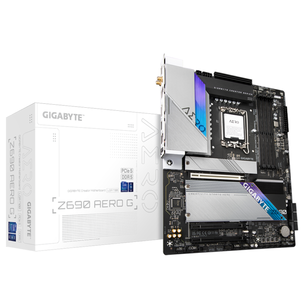 Gigabyte Z690 AERO G (rev. 1.x) ATX Motherboard ( Intel LGA1700 Socket, Supports Intel 14th, 13th, and 12th Generation Intel Core, Pentium Gold and Celeron CPU, 4 x DDR5 RAM Slots, Max 256GB RAM )