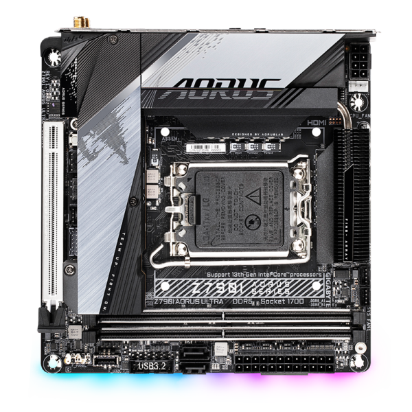 Gigabyte Z790I AORUS ULTRA (rev. 1.0) Mini-ITX Motherboard ( Intel LGA1700 Socket, Supports Intel 14th, 13th, and 12th Generation Intel Core, Pentium Gold and Celeron CPU, 2 x DDR5 RAM Slots, Max 128GB RAM ) - Image 4