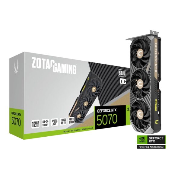 ZOTAC GAMING GeForce RTX 5070 SOLID OC 12GB GDDR7 192-bit Gaming Graphics Card With Triple Fans ( ZT-B50700J-10P )