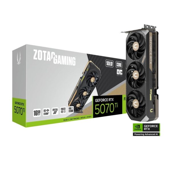 ZOTAC GAMING GeForce RTX 5070 Ti SOLID OC 16GB GDDR7 256-bit Gaming Graphics Card With Triple Fans ( ZT-B50710J-10P )