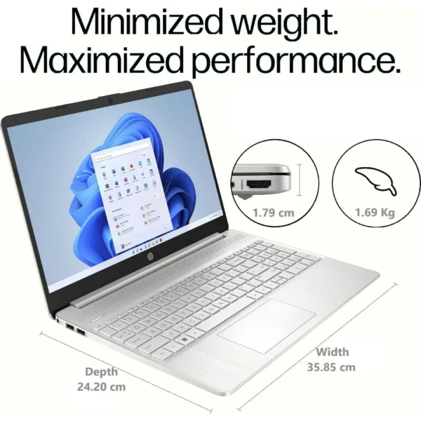 HP 15S-FD0186TU Intel Core i3-1315U 13th Gen 15.6 Inch Full HD Thin and Light Silver Laptop ( 8 GB DDR4 RAM, 512 GB SSD, WIN11+MSO ) - Image 5