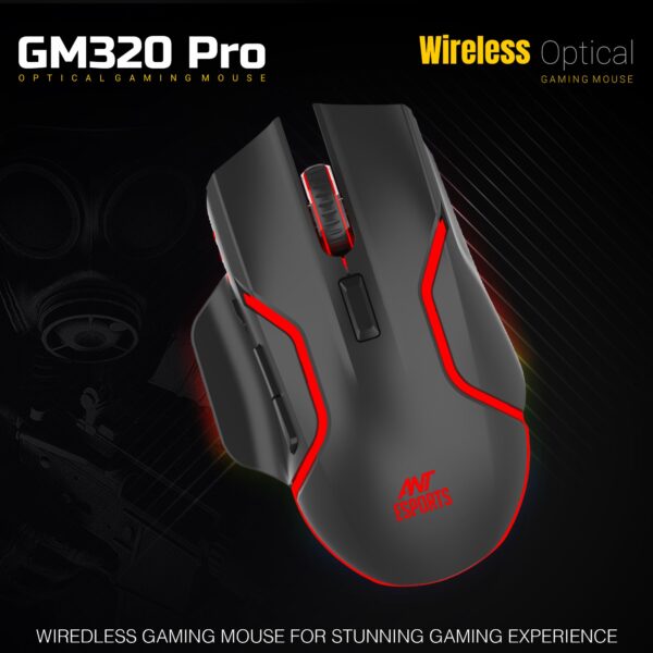 Ant Esports GM320 Pro Optical Wireless 3200 DPI RGB LED Backlit Black Gaming Mouse ( AEPP0055 ) - Image 3