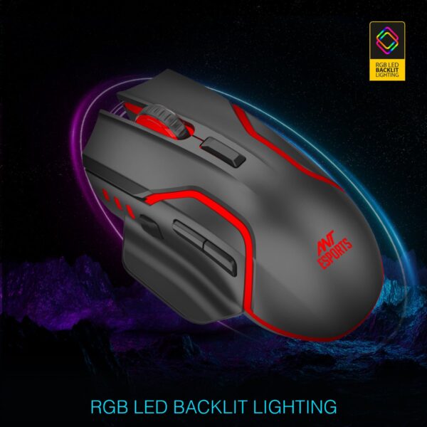 Ant Esports GM320 Pro Optical Wireless 3200 DPI RGB LED Backlit Black Gaming Mouse ( AEPP0055 ) - Image 4