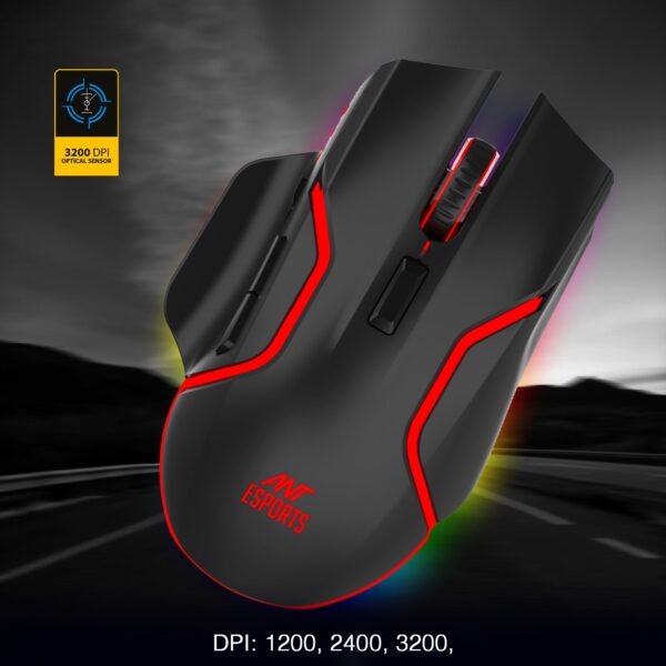 Ant Esports GM320 Pro Optical Wireless 3200 DPI RGB LED Backlit Black Gaming Mouse ( AEPP0055 ) - Image 5