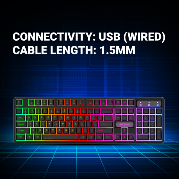 Ant Esports KM1600 Wired Backlit Rainbow Gaming Keyboard & Mouse Combo ( AEPP0068 ) - Image 6